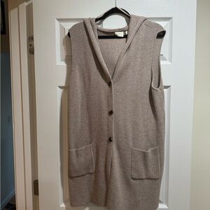 Sleeveless Hooded Knit Cardigan Vest